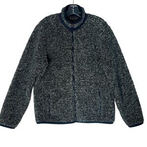 Abercrombie & Fitch Women’s Nubby Sherpa Jacket Full Zip  L Gray With Black Trim